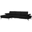 ECKSOFA in Echtleder Schwarz  - Schwarz, Design, Leder/Metall (157/325cm) - Dieter Knoll