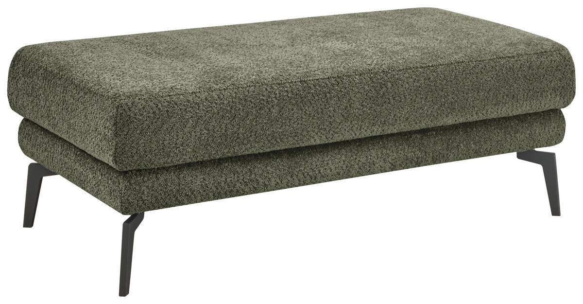 HOCKER Chenille Olivgrün  - Schwarz/Olivgrün, KONVENTIONELL, Textil/Metall (130/44/68cm) - SetOne by Musterring