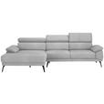 ECKSOFA in Velours Hellgrau  - Hellgrau/Schwarz, Design, Textil/Metall (187/295cm) - Novel