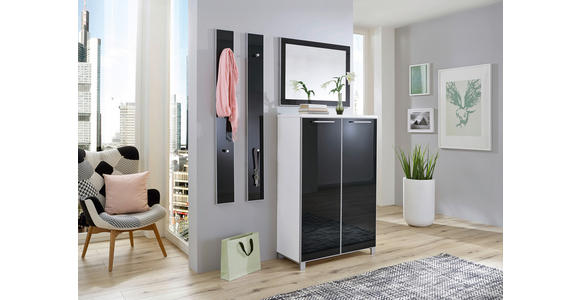 SCHUHSCHRANK Santina in 84/126/37 cm - Chromfarben/Anthrazit, Design, Glas/Holzwerkstoff (84/126/37cm) - Novel