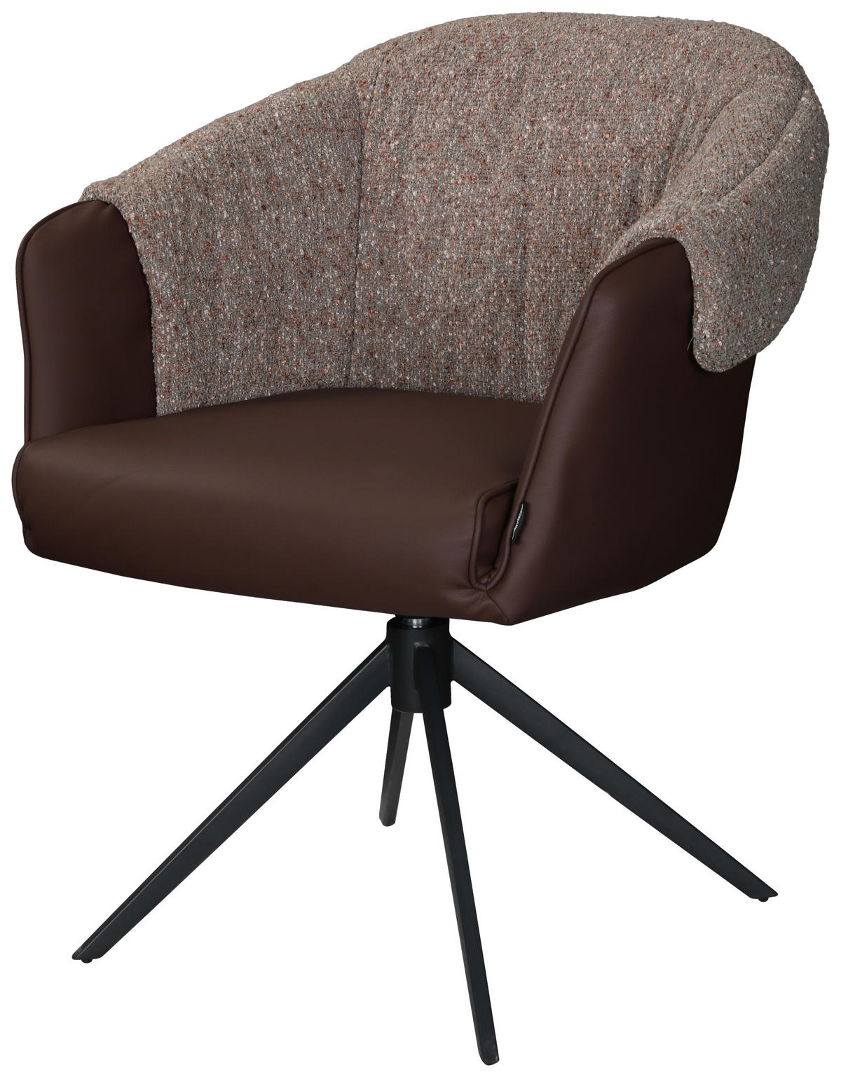 ARMLEHNSTUHL  Sitzfläche 360° drehbar, automatische Rückholfunktion Lederlook, Leinenoptik  Braun, Schwarz  - Schwarz/Braun, Design, Textil/Metall (68,5/83/65,5cm) - Carryhome