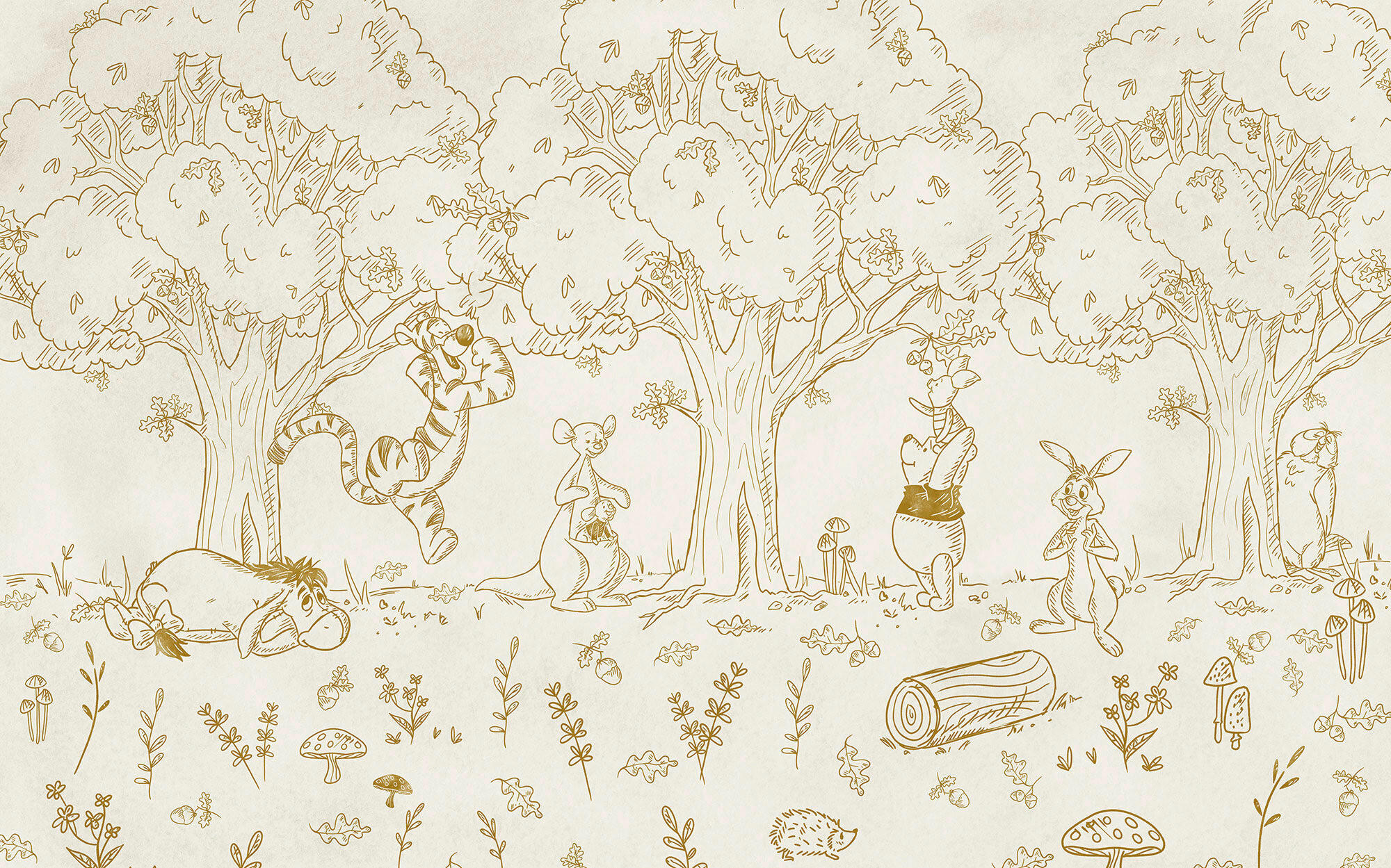 FOTOTAPETE WINNIE THE POOH  - Gelb, Design, Textil (400/250cm) - Disney