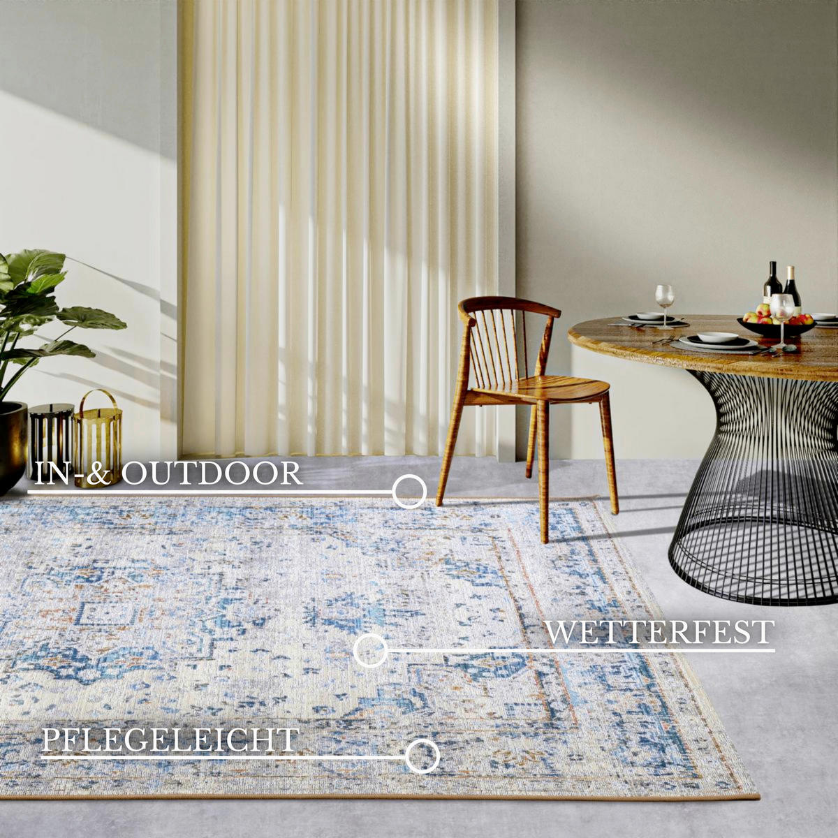 OUTDOORTEPPICH  für Terrasse und Balkon 200/285 cm Kollektion 1767 Blau, Creme  - Blau/Creme, Design, Kunststoff (200/285cm) - Villeroy & Boch