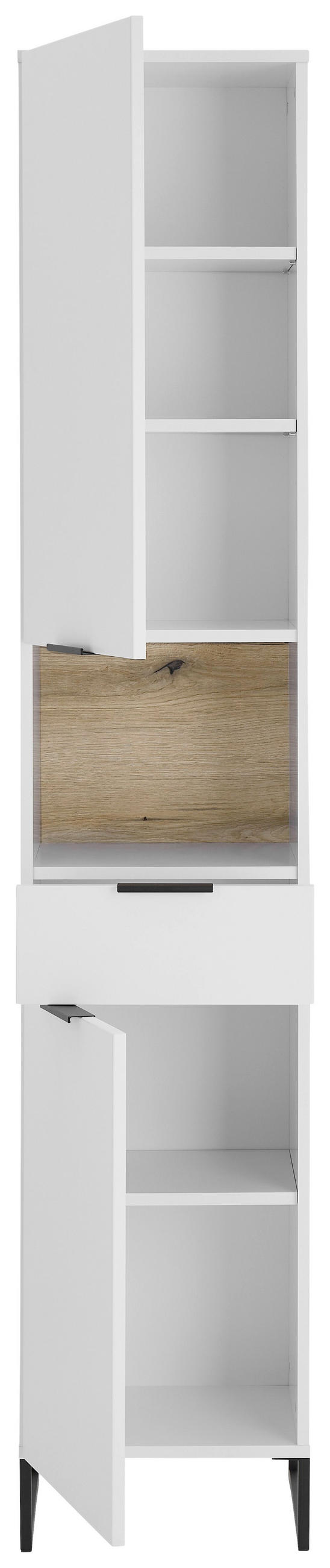 HOCHSCHRANK 38/195/32 cm  - Eichefarben/Schwarz, KONVENTIONELL, Holzwerkstoff/Metall (38/195/32cm) - home24