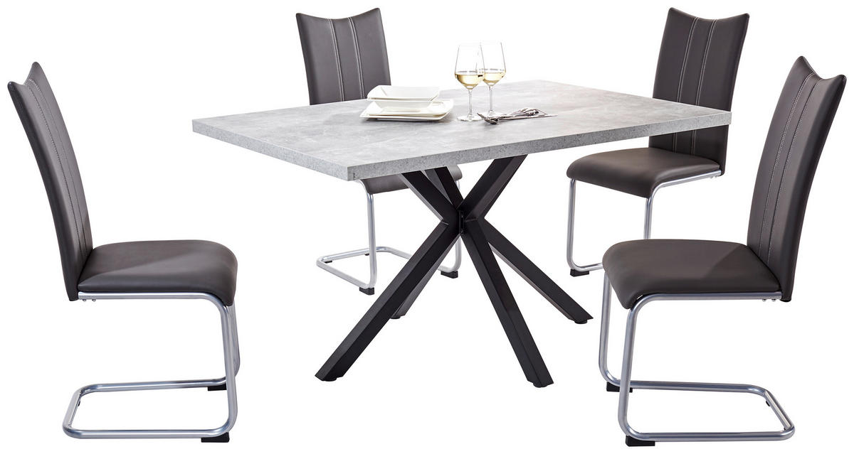 ESSTISCH rechteckig Grau, Schwarz  - Schwarz/Grau, MODERN, Holzwerkstoff/Metall (140/90/76cm) - MID.YOU