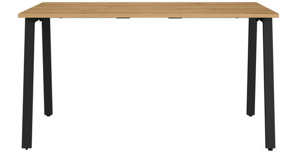 SCHREIBTISCH 140/80/75 cm Schwarz, Eichefarben  - Eichefarben/Schwarz, MODERN, Holzwerkstoff/Metall (140/80/75cm) - Novel