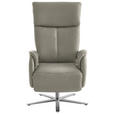 RELAXSESSEL in Leder Hellgrau  - Edelstahlfarben/Hellgrau, Design, Leder/Metall (70/124/85cm) - Cantus