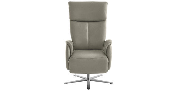 RELAXSESSEL in Leder Hellgrau - Edelstahlfarben/Hellgrau, Design, Leder/Metall (70/124/85cm) - Cantus
