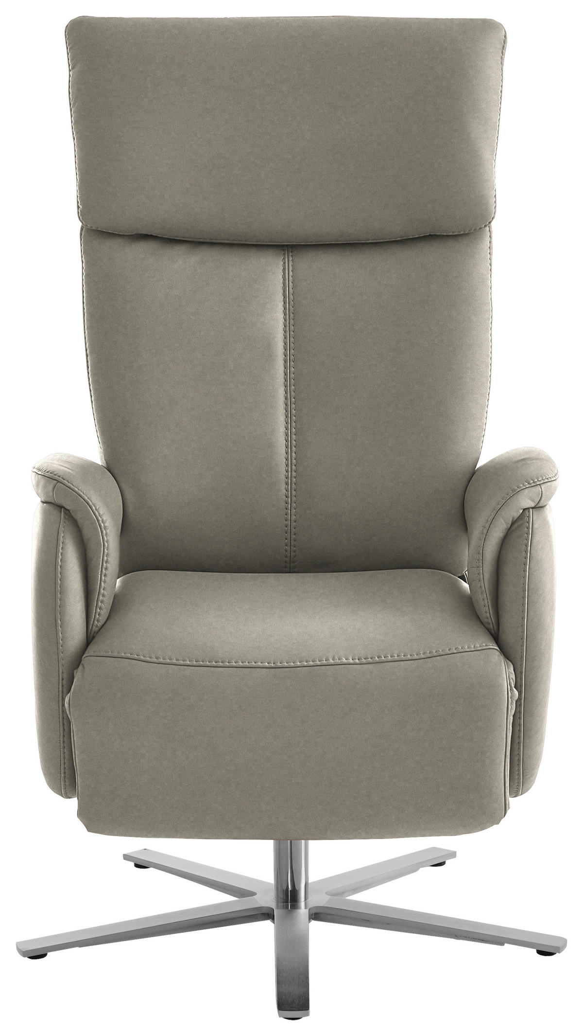 RELAXSESSEL in Leder Hellgrau  - Edelstahlfarben/Hellgrau, Design, Leder/Metall (70/124/85cm) - Cantus