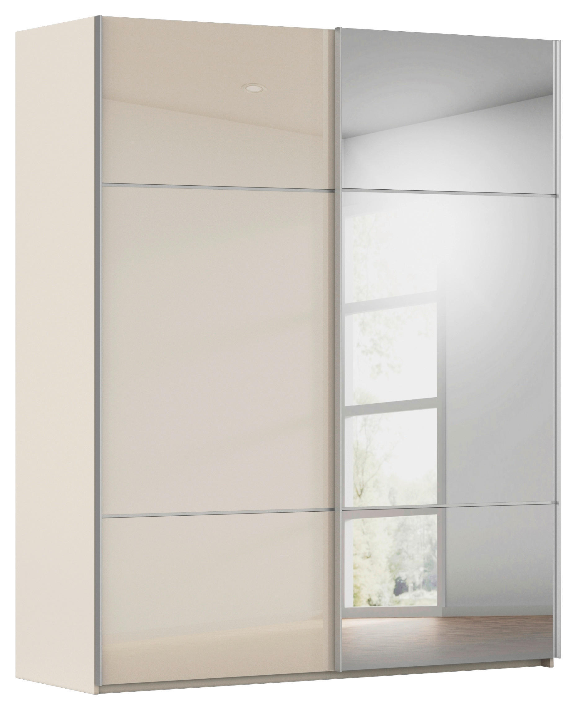 SCHWEBETÜRENSCHRANK 201/223/68 cm,  in Champagner, 2 Tür(en)  - Champagner/Alufarben, KONVENTIONELL, Glas/Holzwerkstoff (201/223/68cm) - Novel