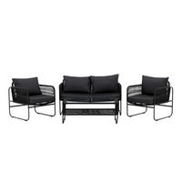 LOUNGEGRUPP 4 delar  - svart, Klassisk, metall/textil - Gardenson