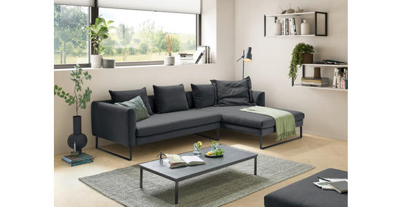 ECKSOFA in Feincord Anthrazit  - Anthrazit/Schwarz, KONVENTIONELL, Textil/Metall (284/178cm) - Hom`in