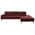 ECKSOFA in Echtleder Brombeere  308/195 cm  - Brombeere/Schwarz, Design, Leder/Metall (308/195cm) - Dieter Knoll