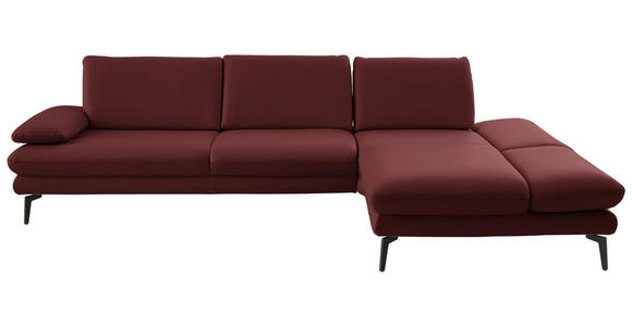 ECKSOFA in Echtleder Brombeere 308/195 cm - Brombeere/Schwarz, Design, Leder/Metall (308/195cm) - Dieter Knoll