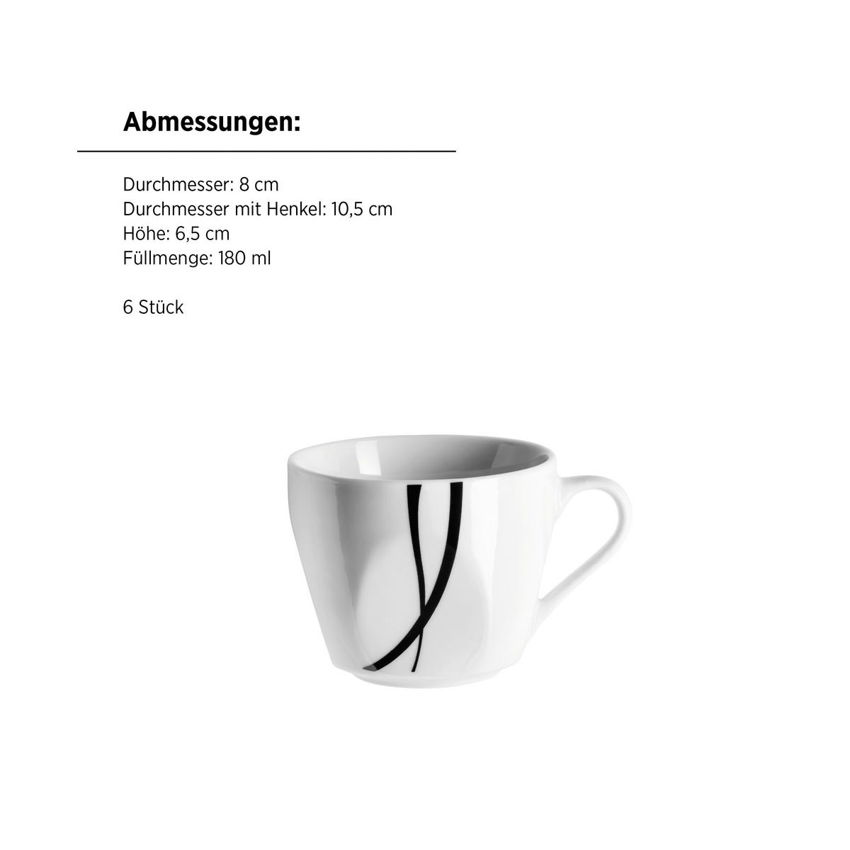 KOMBISERVICE Decora 30-teilig  - Schwarz/Weiß, Trend, Keramik - Mäser