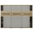 HIGHBOARD Grau, Eichefarben  180/131/40 cm  - Eichefarben/Schwarz, KONVENTIONELL, Glas/Holzwerkstoff (180/131/40cm) - Venda