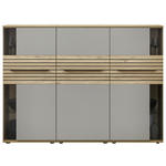 HIGHBOARD Grau, Eichefarben  180/131/40 cm  - Eichefarben/Schwarz, KONVENTIONELL, Glas/Holzwerkstoff (180/131/40cm) - Venda