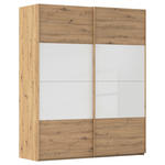 SCHWEBETÜRENSCHRANK 181/223/68 cm 2-türig Weiß, Eiche Artisan  - Eichefarben/Weiß, Design, Glas/Holzwerkstoff (181/223/68cm) - Xora
