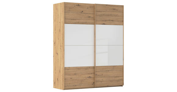 SCHWEBETÜRENSCHRANK 181/223/68 cm 2-türig Weiß, Eiche Artisan  - Eichefarben/Weiß, Design, Glas/Holzwerkstoff (181/223/68cm) - Xora
