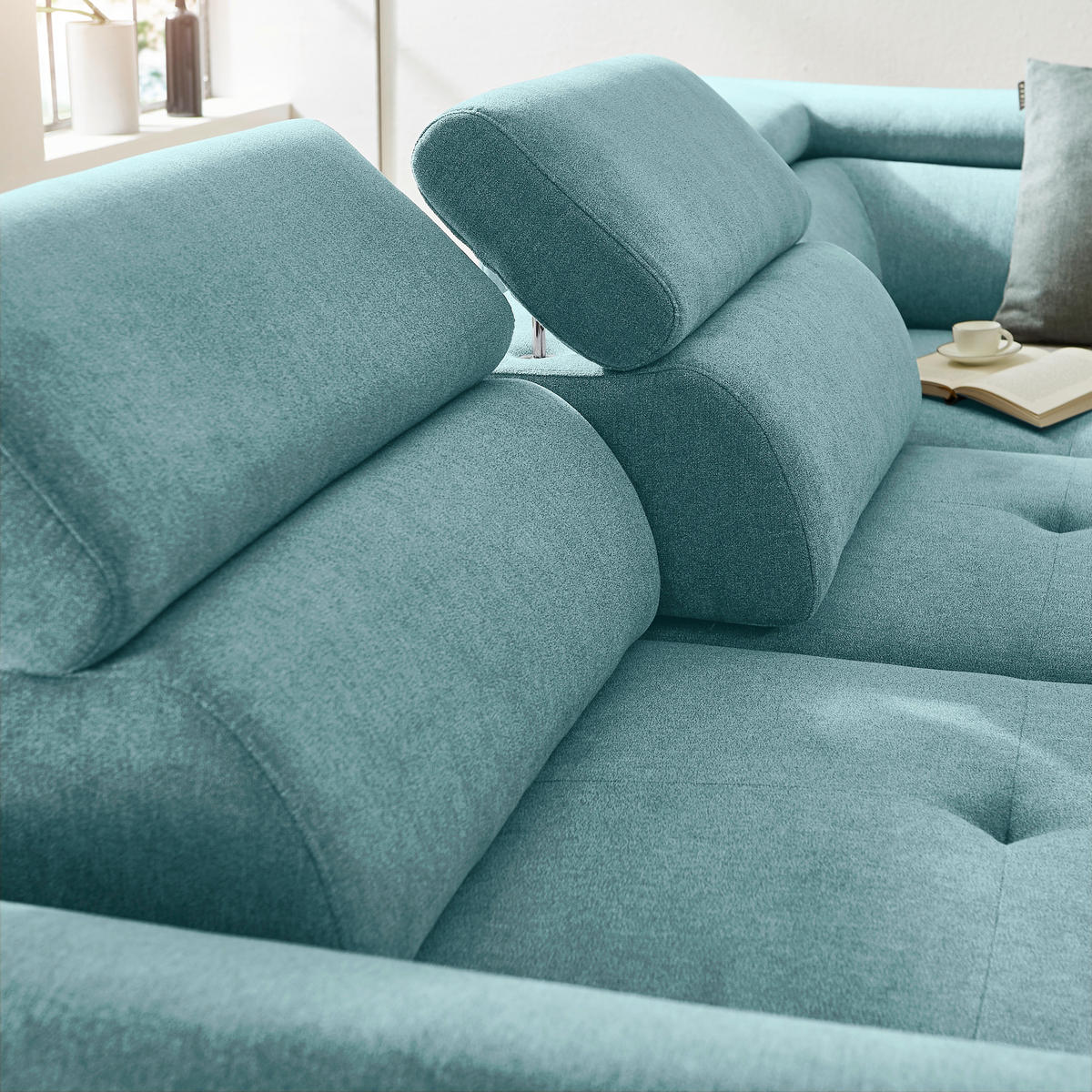 ECKSOFA in Webstoff Blau  277/237 cm  - Blau/Schwarz, Design, Textil/Metall (277/237cm) - Stylife