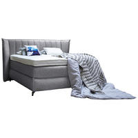 BOXSPRINGBETT 200/220 cm  in Hellgrau  - Hellgrau/Schwarz, Konventionell, Holz/Textil (200/220cm) - Sjöholm