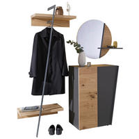 GARDEROBE 200/192/44,3 cm  - Wildeiche/Graphitfarben, Natur, Glas/Holz (200/192/44,3cm) - Voglauer