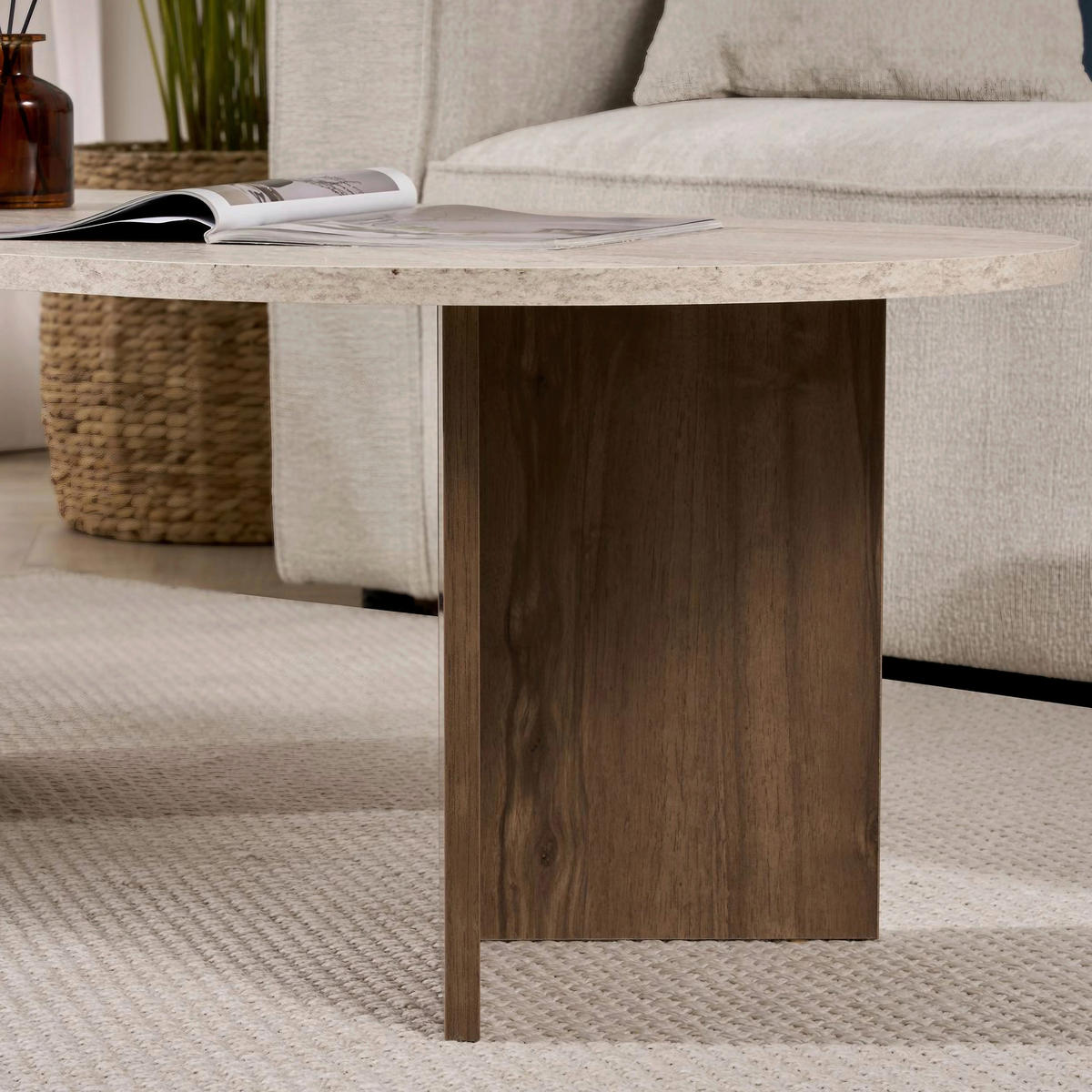 COUCHTISCH Holzwerkstoff   - Elfenbein/Walnussfarben, Design, Holzwerkstoff (119/40/60cm) - MID.YOU