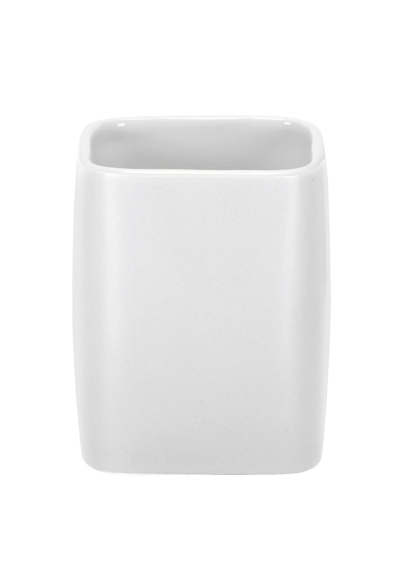 ZAHNPUTZBECHER Stein  - Weiss, Basics, Stein (7,4/9,1/7,4cm) - Kleine Wolke