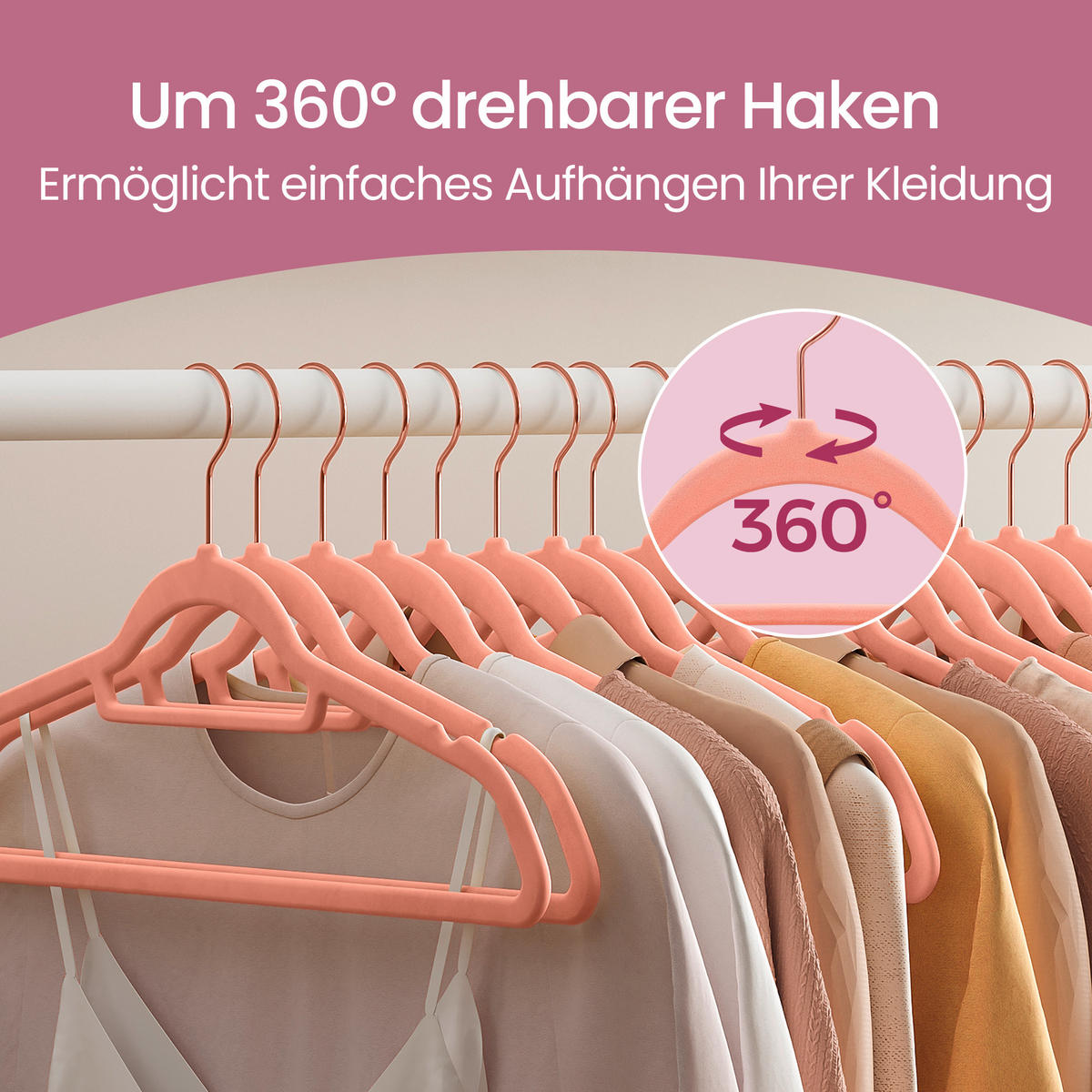KLEIDERBÜGEL Metall, Kunststoff  - Pink, Basics, Kunststoff/Metall (42,7/22/0,6cm)