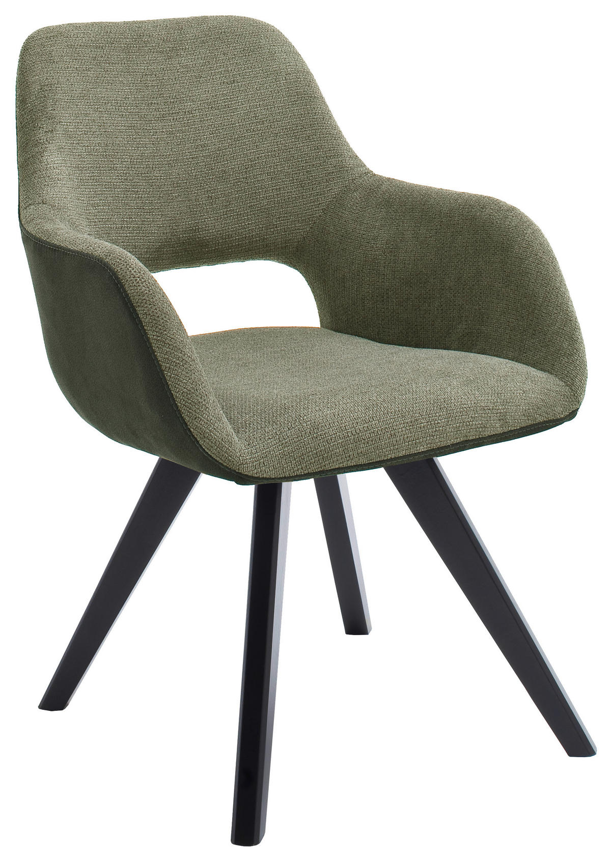 ARMLEHNSTUHL in Holz, Textil Schwarz, Olivgrün  - Schwarz/Olivgrün, Design, Holz/Textil (56/86/64cm) - Lomoco