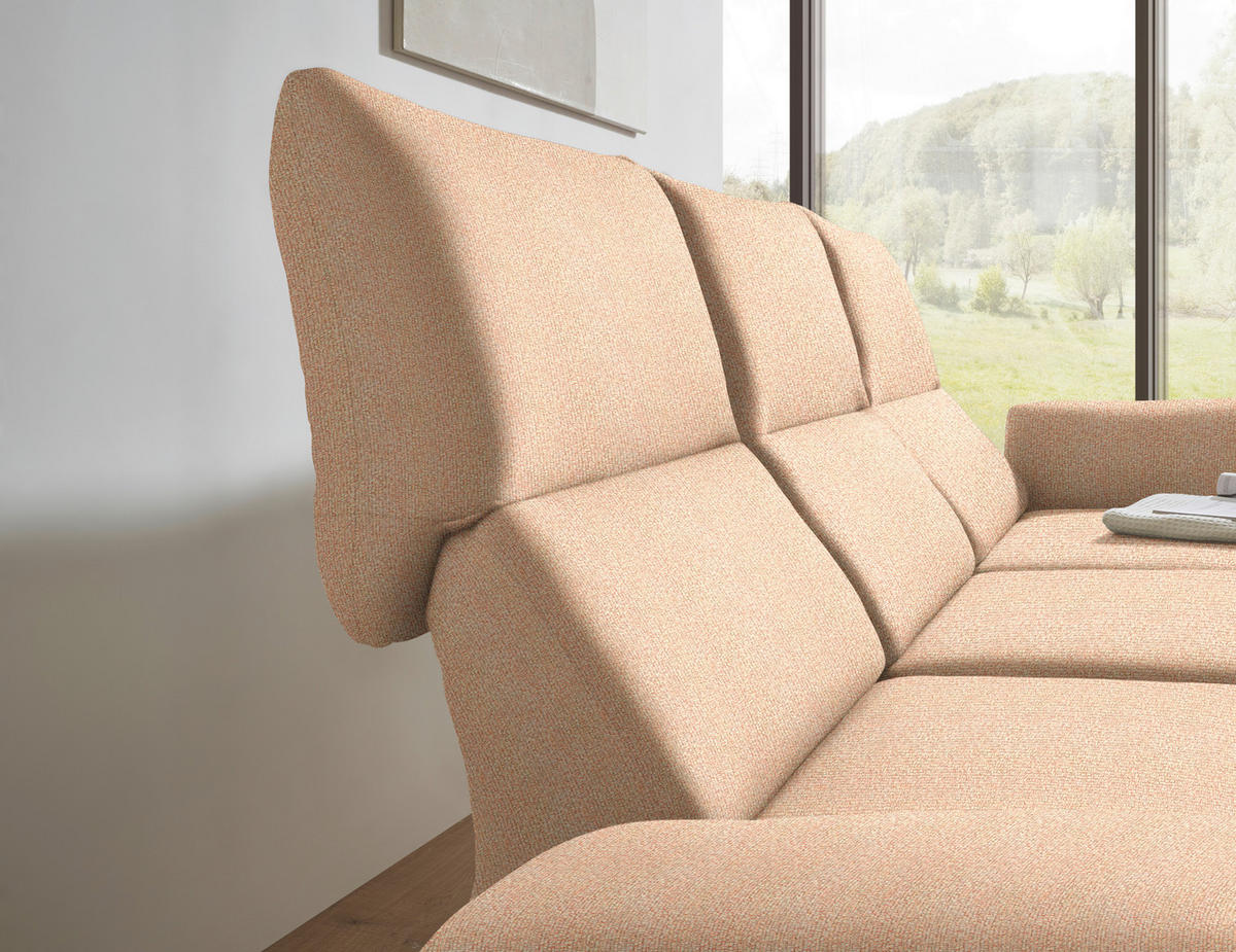 ECKSOFA Flachgewebe Lachsfarben  - Schwarz/Lachsfarben, Design, Textil/Metall (255-365/175-224cm) - Dieter Knoll