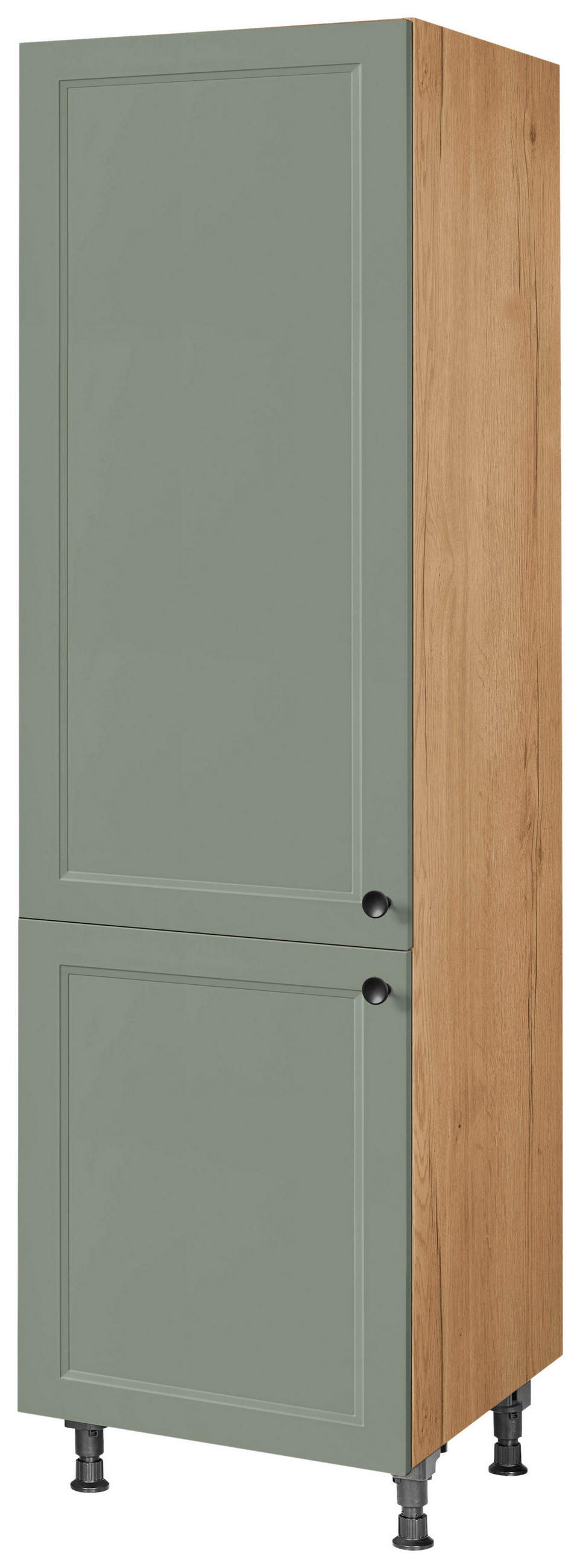 GESCHIRRSCHRANK 60/216,6/58 cm  in Grün  - Eichefarben/Schwarz, MODERN, Holzwerkstoff/Metall (60/216,6/58cm) - Nobilia