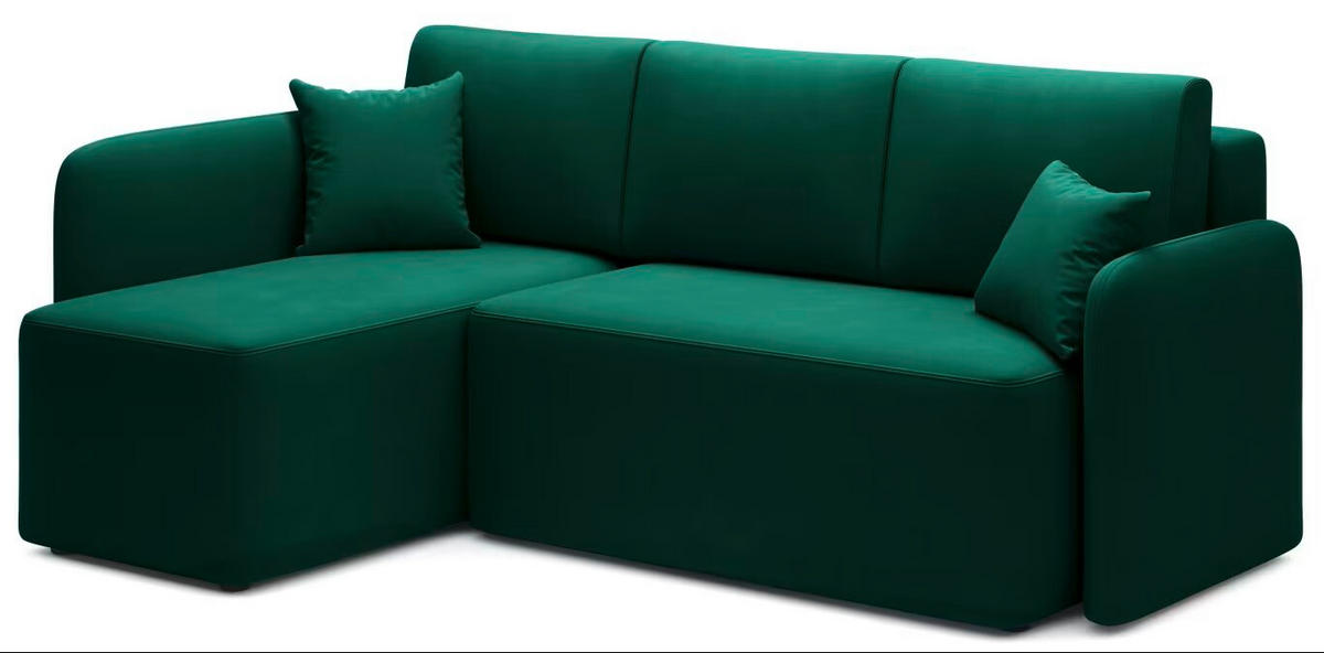 ECKSOFA in Plüsch Grün  150/206 cm  - Schwarz/Grün, Design, Kunststoff/Textil (150/206cm) - MID.YOU