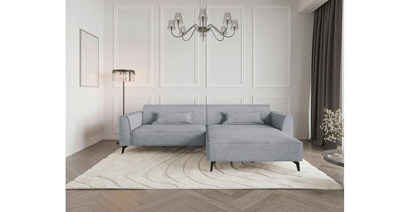 ECKSOFA  in Chenille Grau Rückenkissen  300/190 cm  - Hellbraun/Schwarz, MODERN, Textil/Metall (300/190cm) - Carryhome