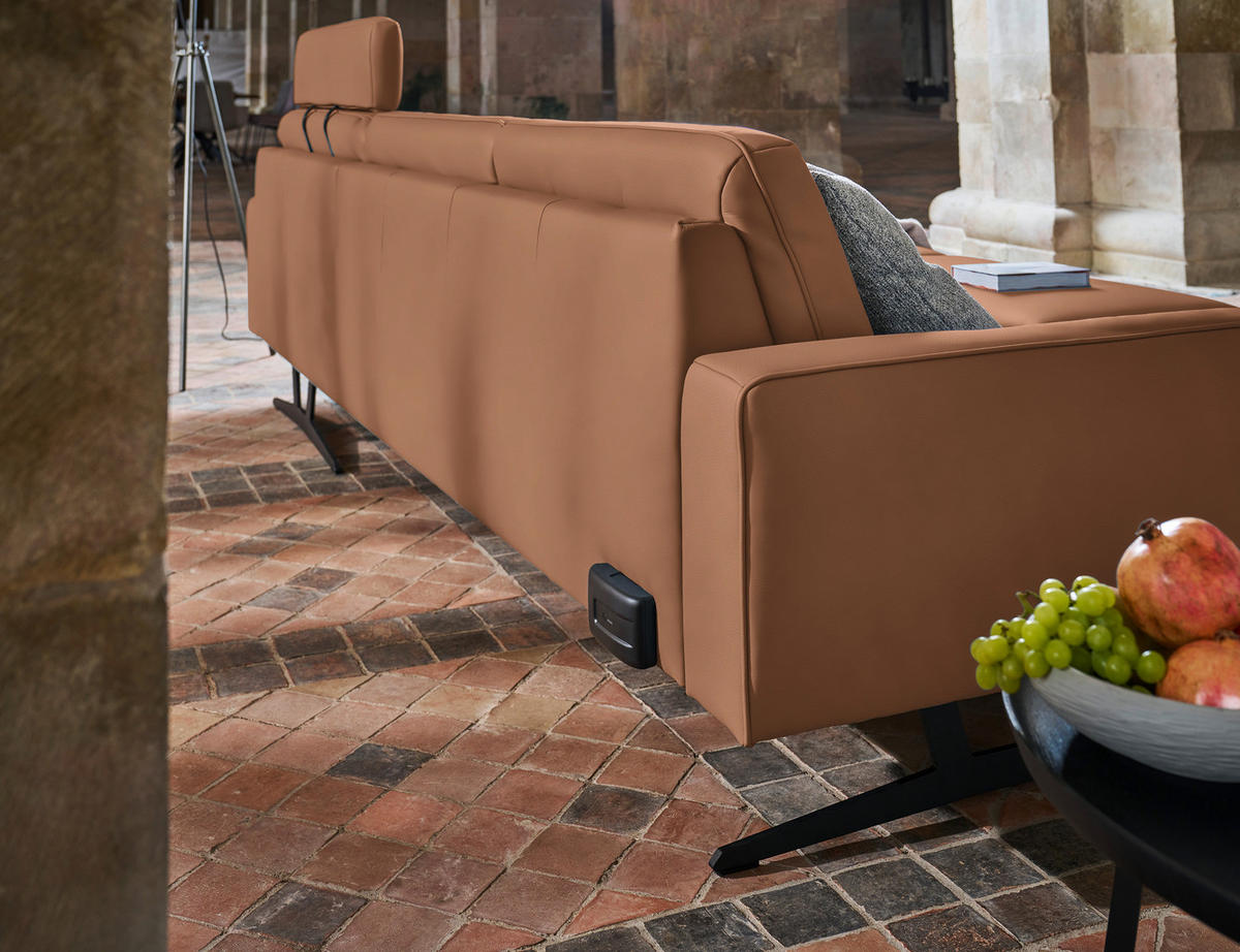 ECKSOFA in Echtleder Hellbraun  324/179 cm  - Hellbraun/Anthrazit, KONVENTIONELL, Leder/Metall (324/179cm) - Johann Jakob