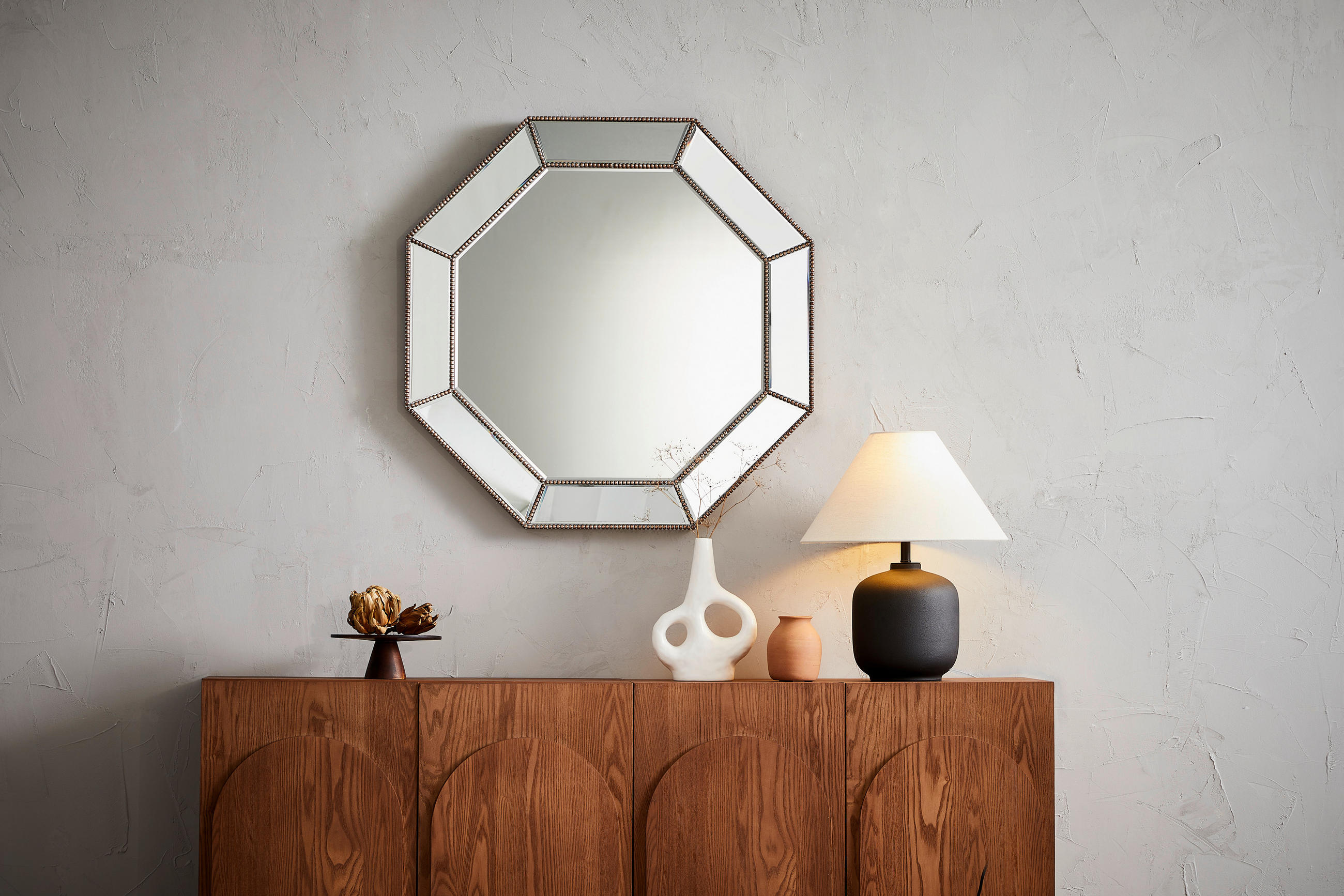 WANDSPIEGEL 80/80/4 cm  - Klar/Dunkelbraun, Design, Glas/Holzwerkstoff (80/80/4cm) - MID.YOU