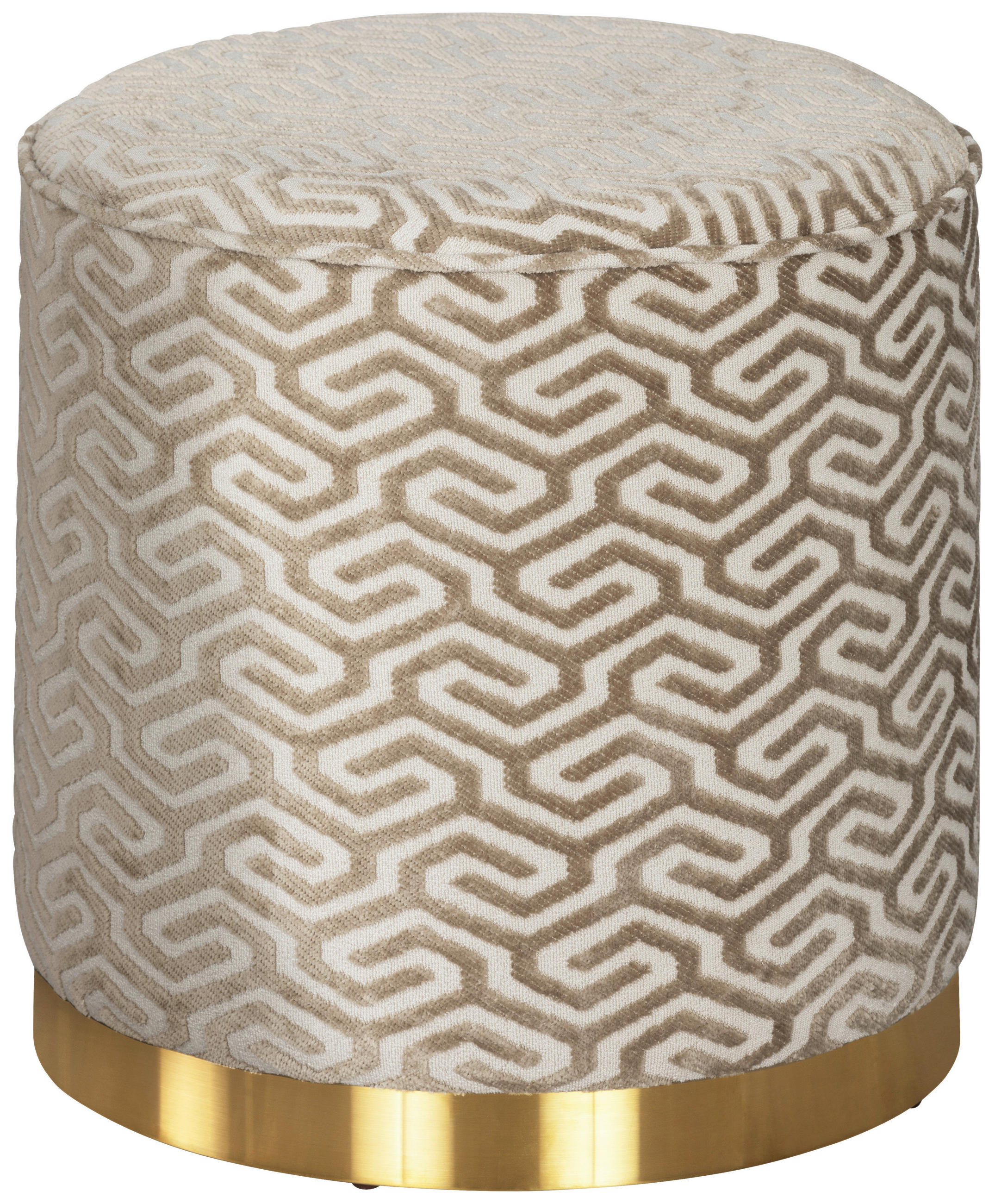POUF in Beige Metall, Textil, Holzwerkstoff  - Beige/Weiß, Design, Holzwerkstoff/Textil (40/42/40cm) - MID.YOU