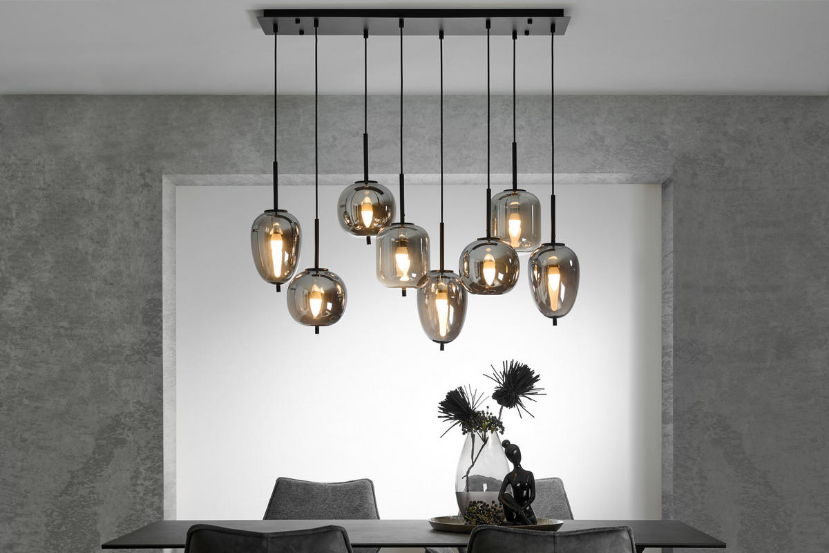 HÄNGELEUCHTE 94/34/120 cm   - Schwarz, Design, Glas/Metall (94/34/120cm) - Dieter Knoll