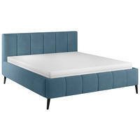 POLSTERBETT 140/200 cm, inkl. gepolstertes Kopfteil, Lattenrost,  in Hellblau  - Schwarz/Naturfarben, Trend, Holz/Textil (140/200cm) - home24