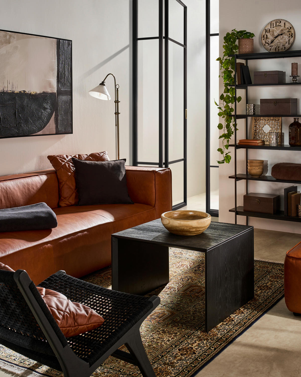 3-SITZER-SOFA in Echtleder Cognac  - Cognac/Schwarz, Modern, Leder/Kunststoff (260/66/104cm) - W.Schillig