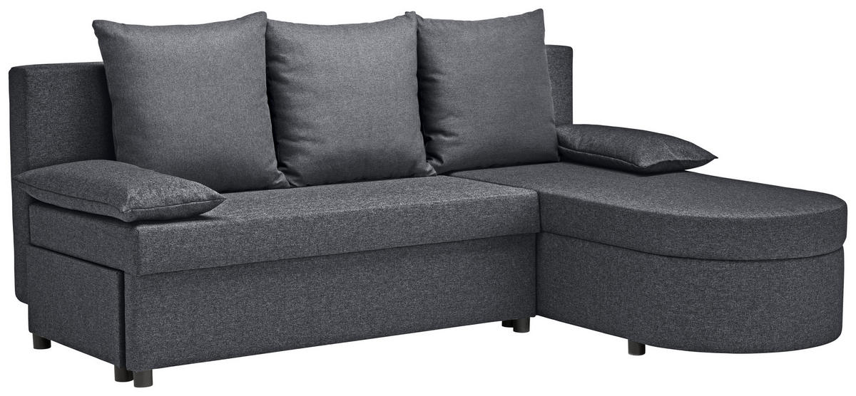 ECKSOFA in Webstoff Dunkelgrau  - Dunkelgrau/Anthrazit, Konventionell, Kunststoff/Textil (159/196cm) - Ti'me