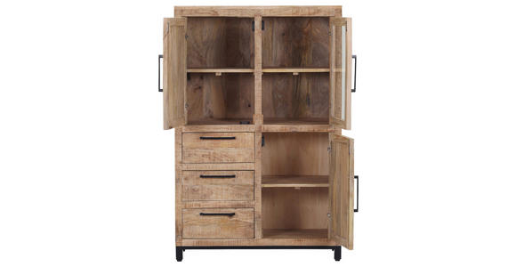 HIGHBOARD  in 95/145/40 cm  - Schwarz/Naturfarben, Design, Glas/Holz (95/145/40cm) - Landscape
