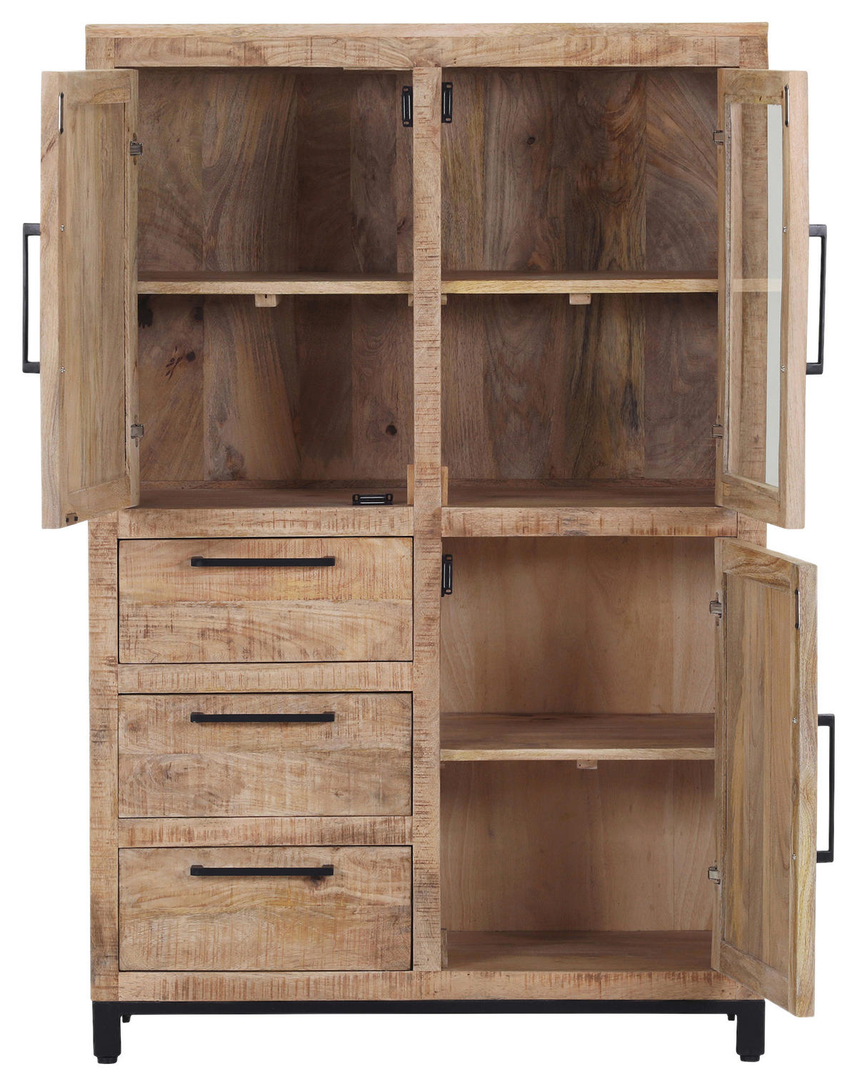 HIGHBOARD  in 95/145/40 cm  - Schwarz/Naturfarben, Design, Glas/Holz (95/145/40cm) - Landscape