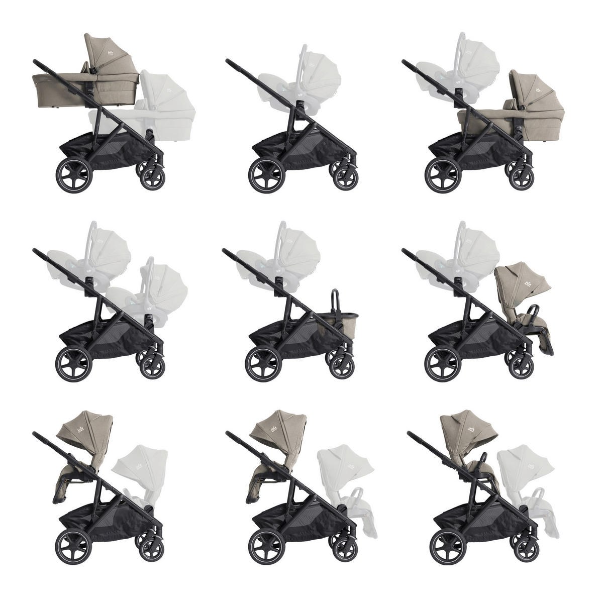 KINDERWAGENSET  Versiti 4in1  Sandstone  - Beigebraun/Schwarz, Basics, Textil/Metall (64/109/114cm) - Joie
