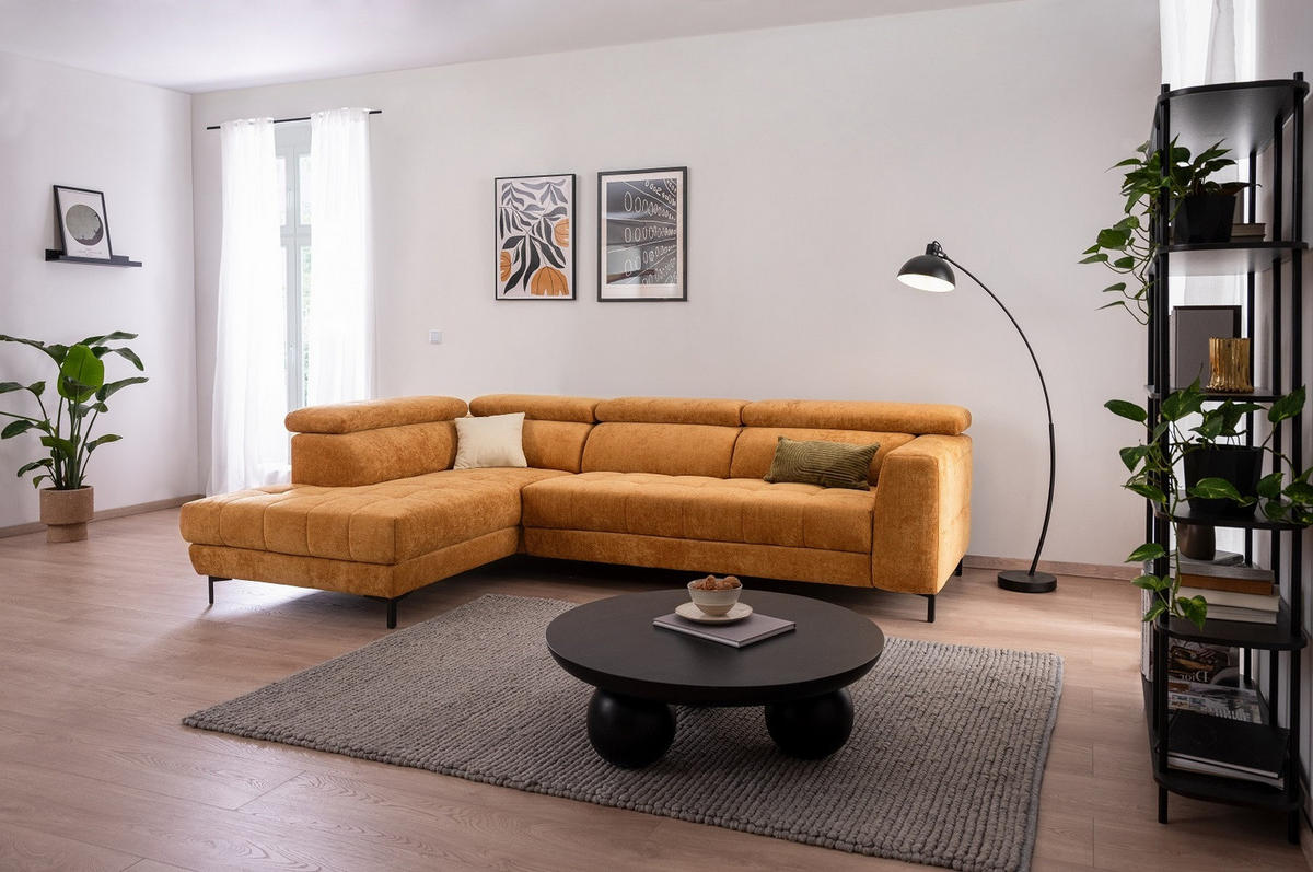 SAROKGARNITÚRA textil sárga  - sárga/fekete, Basics, textil (201/293cm) - Xora