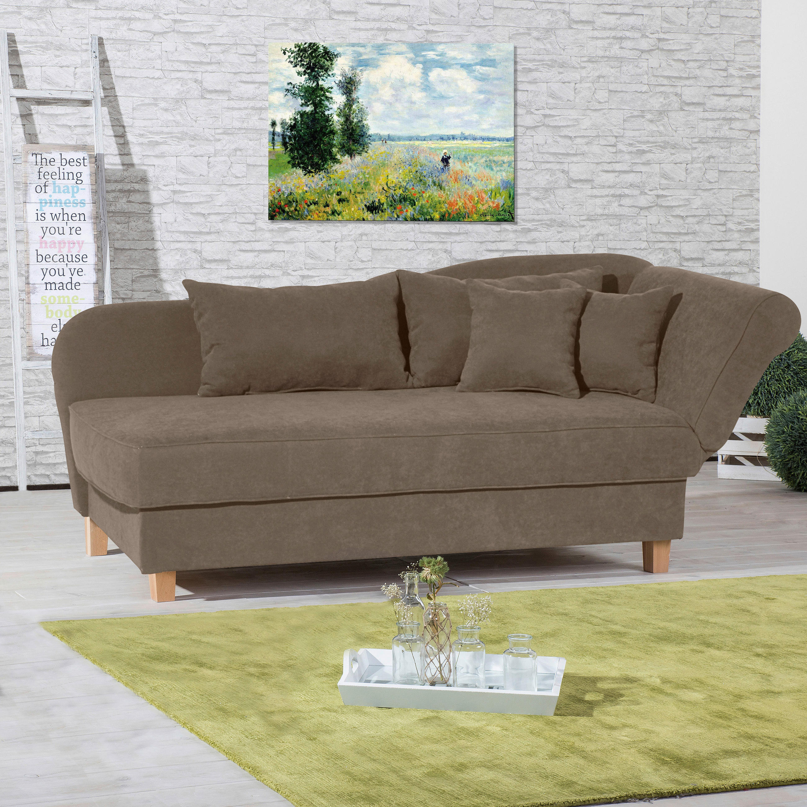 RÉCAMIERE Sahara Velours  - Hellbraun/Buchefarben, Design, Holz/Textil (190/88/82cm) - Max Winzer