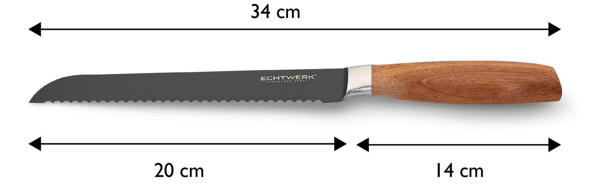 BROTMESSER  - Schwarz, Basics, Holz/Metall (34cm) - Echtwerk