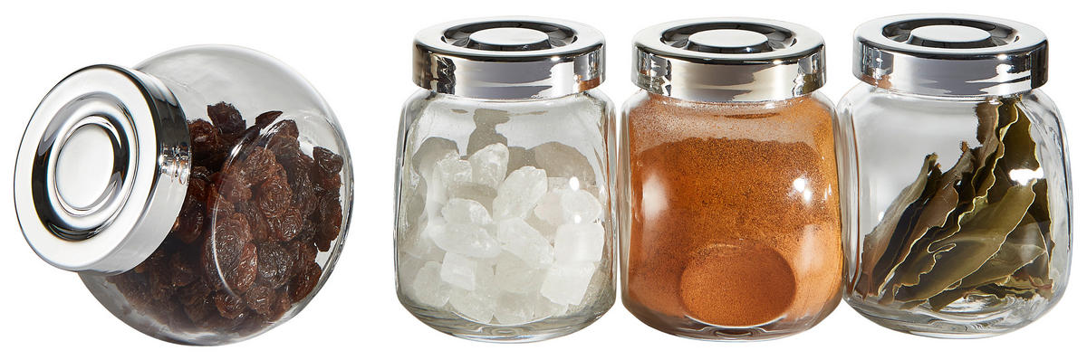 SET POSUDA ZA ZALIHE    - srebrne boje/prozirno, Basics, staklo/plastika (0,2l) - Kela