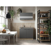 MINIKÜCHE 100 cm   in Grau, Eichefarben  - Eichefarben/Silberfarben, Basics, Glas/Holzwerkstoff (100cm) - Respekta