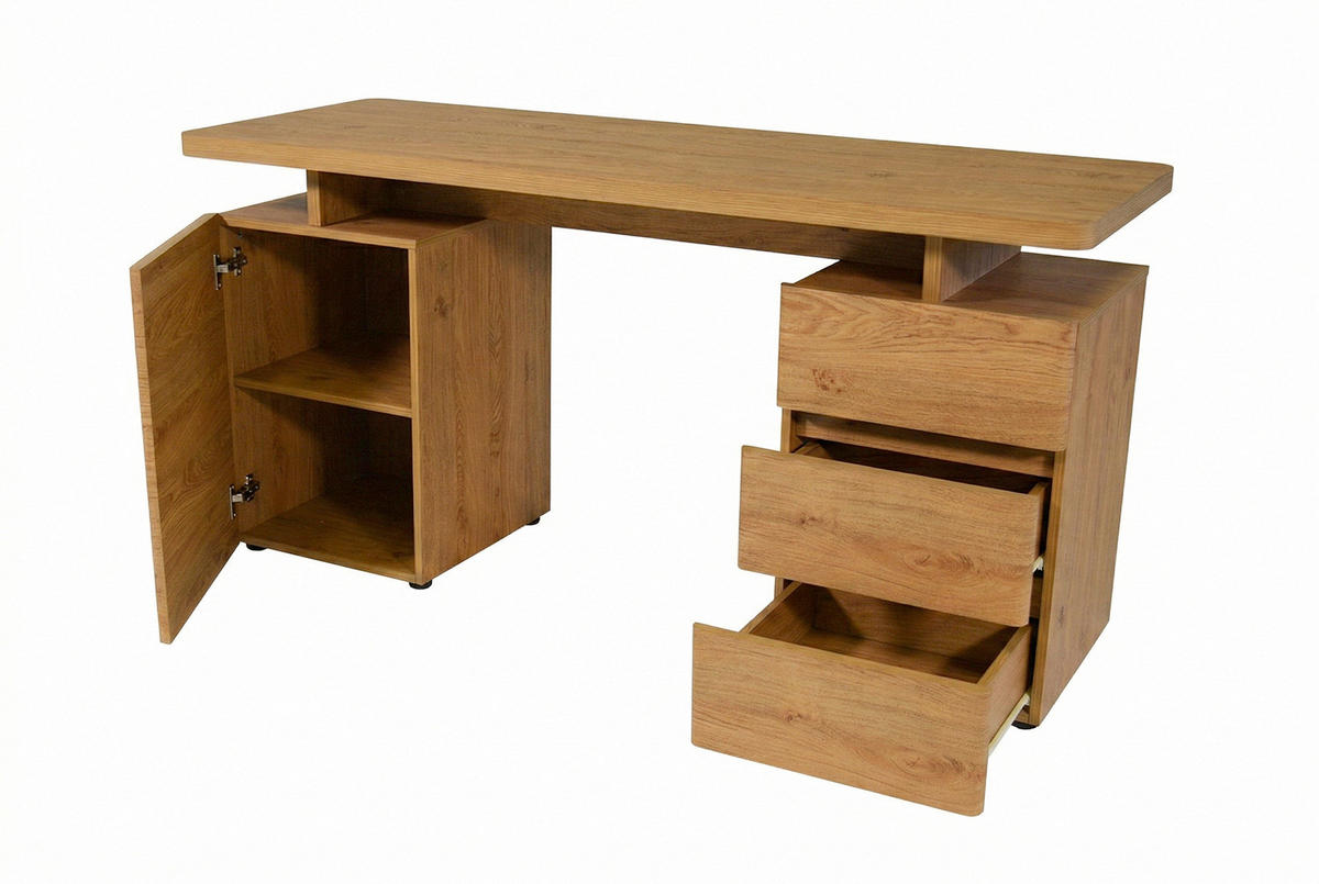 SCHREIBTISCH 150/55/75,5 cm Eichefarben Stauraum, seitenverkehrt montierbar, in verschiedenen Holz-Dekoren erhältlich  - Eichefarben, KONVENTIONELL, Holzwerkstoff (150/55/75,5cm) - MID.YOU